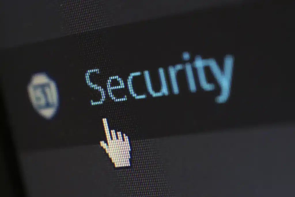 cybersecurity text on black background